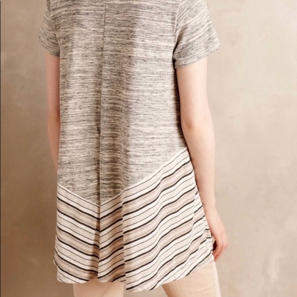 Anthro Puella Grey Space Dye Stripe Swing Tee - Picture 4 of 9